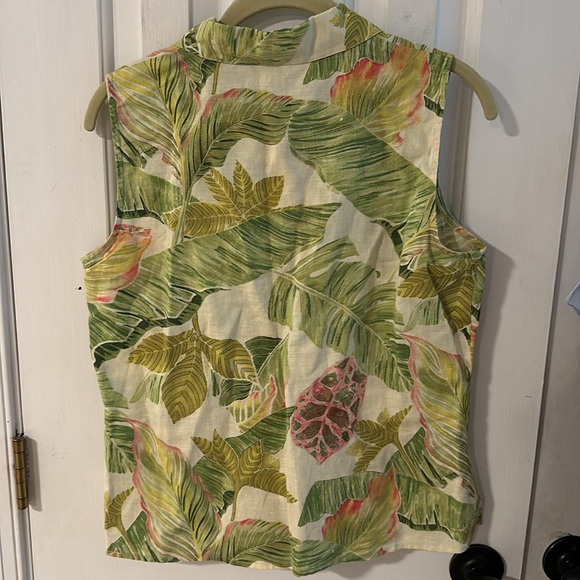 100% Linen Vintage Carlie’s Court Sleeveless Blouse Size Medium M - Picture 3 of 3